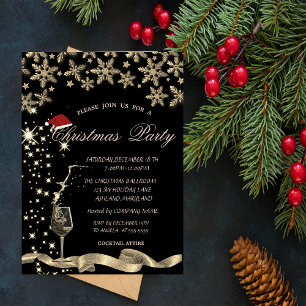 Sparkle,Glass,Snowflakes Corporate Christmas Party Invitation