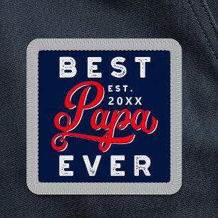 Sport Style Red & Navy Emblem Best Papa Ever Patch