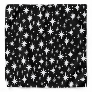 Starry Sky Black White Pattern Bandana