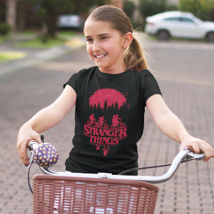 Stranger Things Group Shot Bike Ride Upside Down T-Shirt