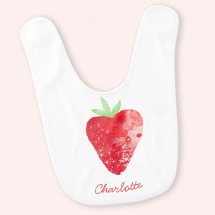 Strawberry Watercolor Personalized Baby Bib