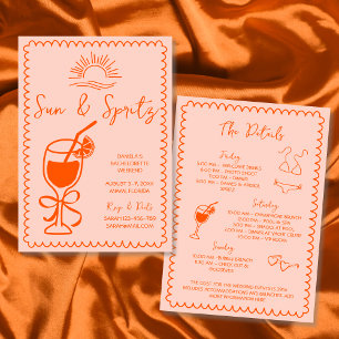 Sun & Spritz Hand Drawn Bachelorette Weekend Invitation