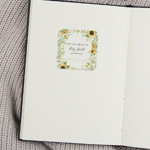 Sunflower Baby Shower Bookplate Sticker