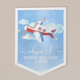 Sweet Watercolor Aeroplane Baby Nursery Pennant