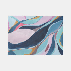 Teal Green & Pink Abstract Art Area Rug