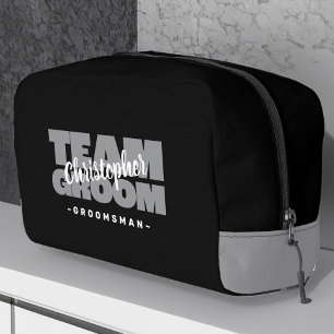 Team Groom Groomsman Wedding Cool Retro Black Gift Dopp Kit