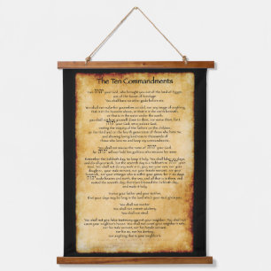 Ten Commandments - Burnt Parchment  Hanging Tapestry