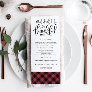 Thankful Season   Rustic Plaid Thanksgiving Dinner Menu