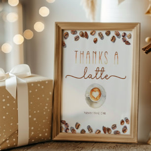 Thanks A Latte Favor Sign Coffee Theme Baby Shower