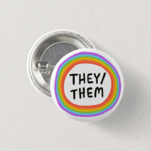 THEY/THEM Pronouns Rainbow Circle Button