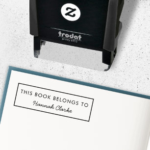 This Book Belongs To   Modern Name Bookplate Self-inking Stamp