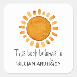 This Book Belongs To- Sunshine Personalized  Square Sticker