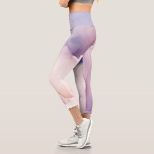 transparent light purple silk effect capri leggings