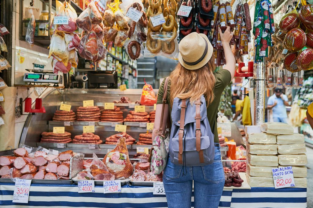 Girl browsing in market