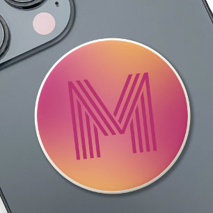 Trendy monogram initial fuchsia pink orange yellow PopSocket