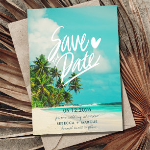 Tropical Beach Destination Wedding Save the Date Invitation