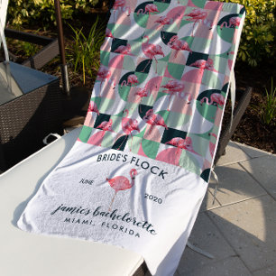 Tropical Flamingo Bachelorette Weekend Beach Towel