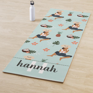 Tropical Jungle Greenery Pineapple Coconut Yoga Mat