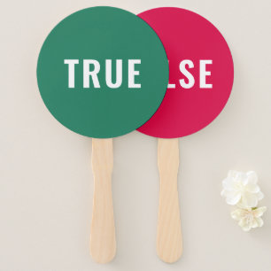 True False Game   Modern Bright Red Green Hand Fan