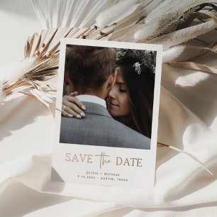 Two Photo   Rose Gold Save The Date Foil Card