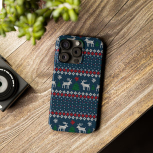 Ugly Sweater Christmas Faux Knit Pattern iPhone 13 Pro Case