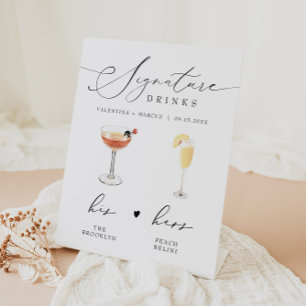 VALENTINA Script Signature Drink Wedding Bar Pedestal Sign