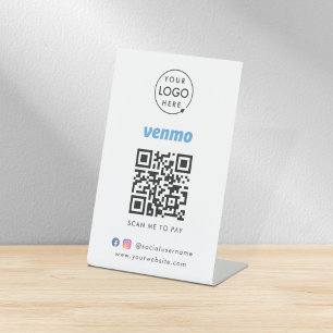 Venmo QR Code Payment   Scan to Pay Business Logo Pedestal Sign