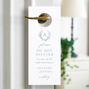 Victorian Dusty Blue Wedding Hotel Door Hanger