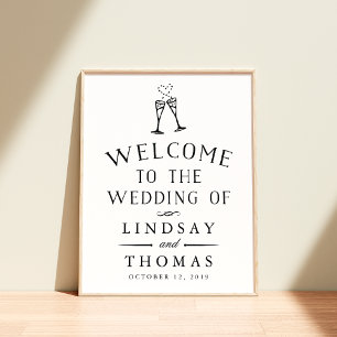 Vintage Illustrated Wedding Welcome Sign