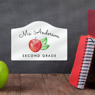 Watercolor Apple Personalized Classroom Sign