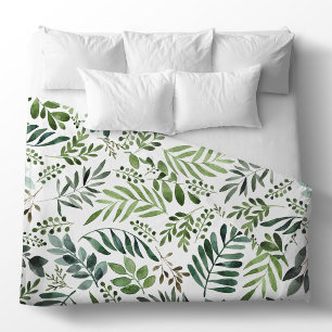 Watercolor Botanical Leaves  Duvet Cover