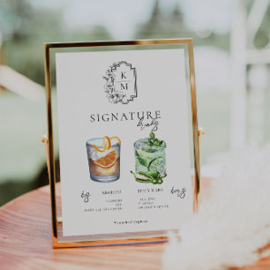 Watercolor   Bride & Groom Signature Drink Poster