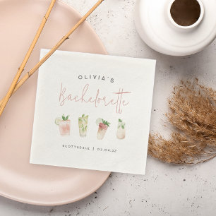 Watercolor Cocktails Personalized Bachelorette Napkins