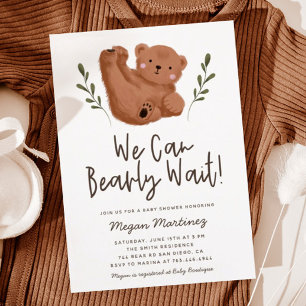 We Can Bearly Wait Boy Baby Shower Invitation