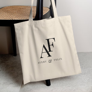 Wedding Monogram Elegant Simple Minimalist Tote Bag