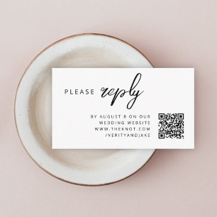 Wedding RSVP   QR Code Minimalist Clean Simple Enclosure Card