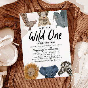 Wild One Safari Animals Boy Baby Shower Invitation