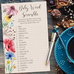 Wildflower Baby Shower Baby Word Scramble Game