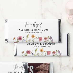 Wildflower Floral Wedding Chocolate Hershey Bar Favors