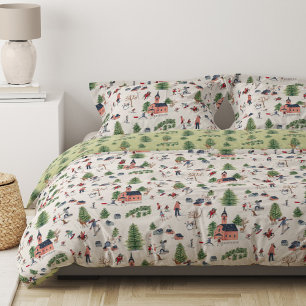 Wintersport ski landscape all-over print duvet cover