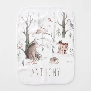 Woodland Animals Baby Burp Cloth