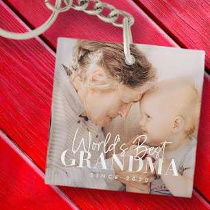 World's Best Grandma Since 20XX Simple Chic Photo Keychain