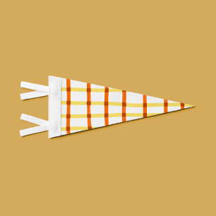 Yellow and Orange Plaid Pennant Flag