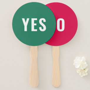 Yes No Game   Modern Bright Red Green Hand Fan