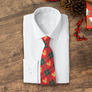 Yuletide Joy   Mickey Christmas Plaid Pattern 2 Neck Tie